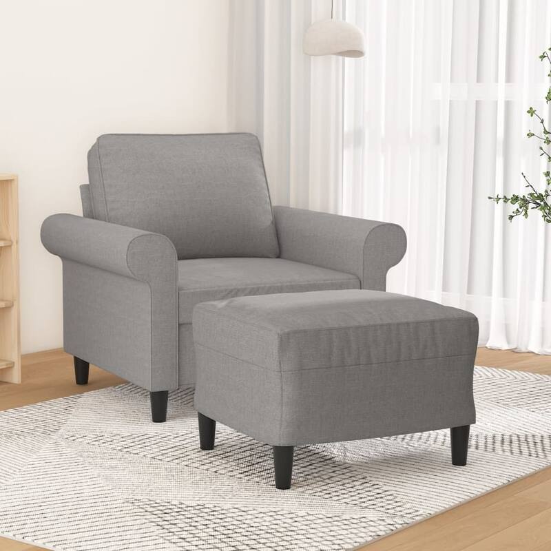 vidaXL Sofa Chair with Footstool Living Room Accent Upholstered Chair Fabric