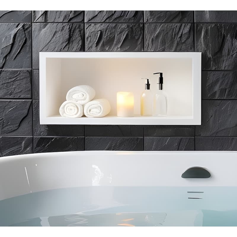 Stainless Steel 18 Gauge White Cream Rectangular Recessed Shower Niche - 24"x12.6" - White Cream