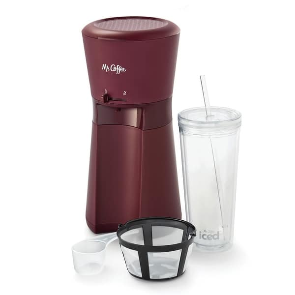 slide 2 of 7, Mr. Coffee® Iced™ Coffee Maker with Reusable Tumbler and and Coffee Filter, Burgundy, Frustration Free Packaging