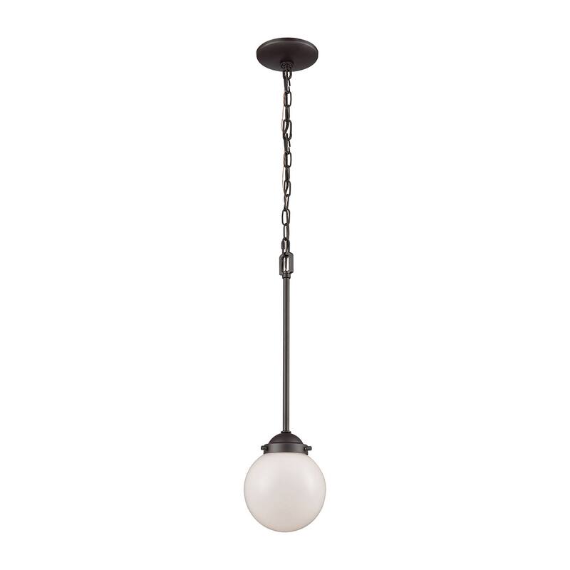 Elk Home Beckett Oil Rubbed Bronze With White Glass 1 Light Pendant