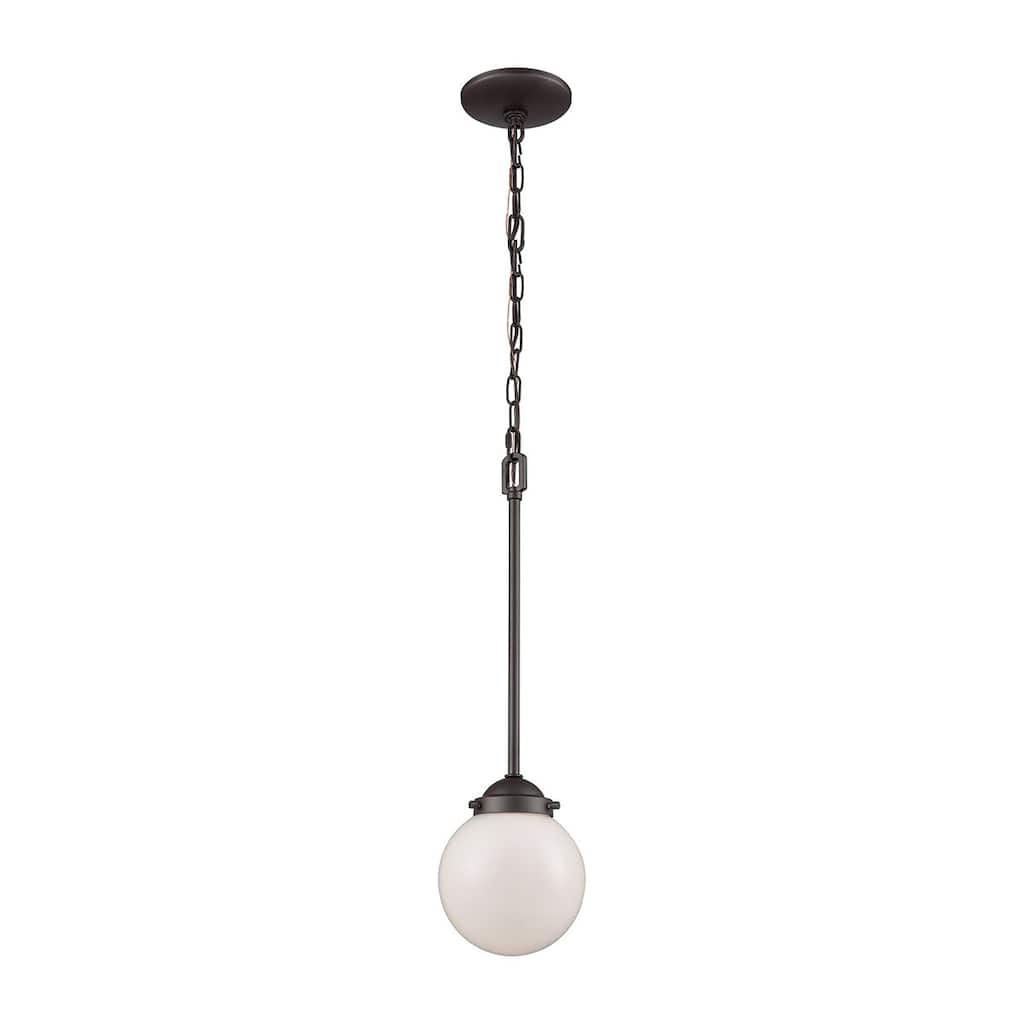 Elk Home Beckett Oil Rubbed Bronze With White Glass 1 Light Pendant