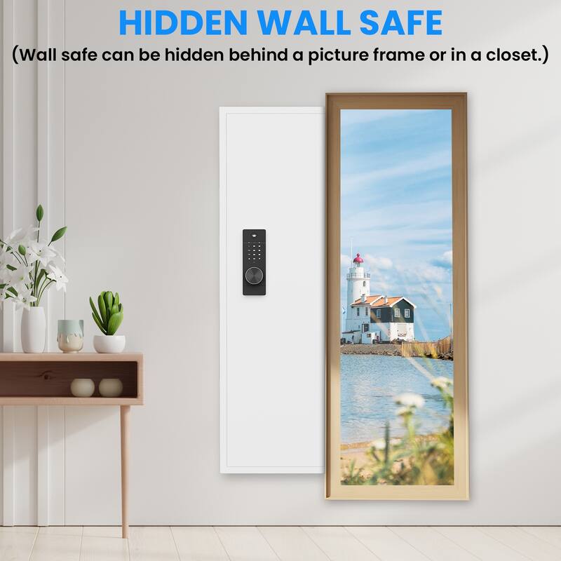 Hidden Wall Gun Safe for Rifles with Adjustable Shelves,Assembled Storage Multifunctional Wall Safe for Firearm and Valuables