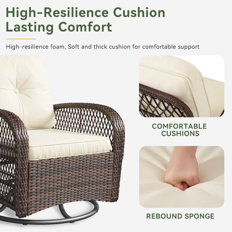 3 Pieces Patio Furniture Set, Patio Swivel Rocker Chairs Set of 2