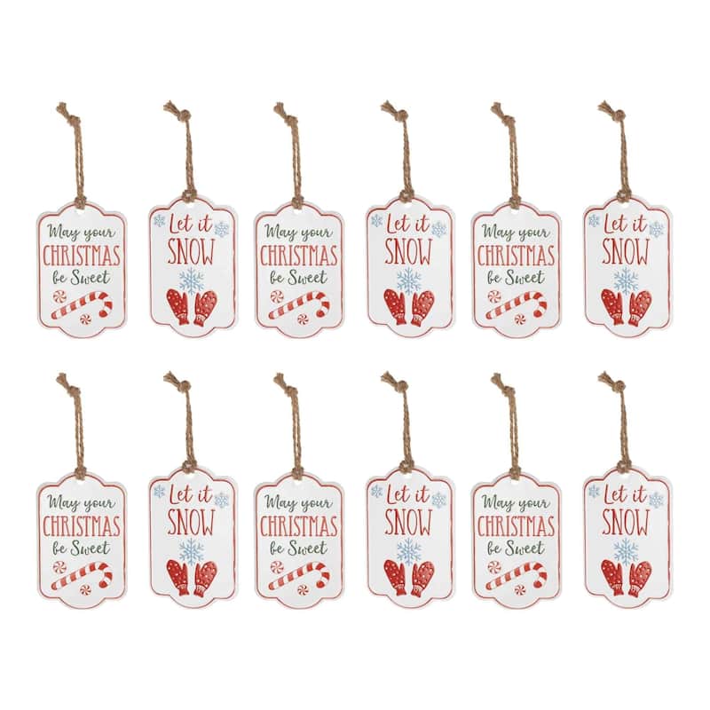 Sentiment Christmas Tag Ornaments - 8.5" - 12ct