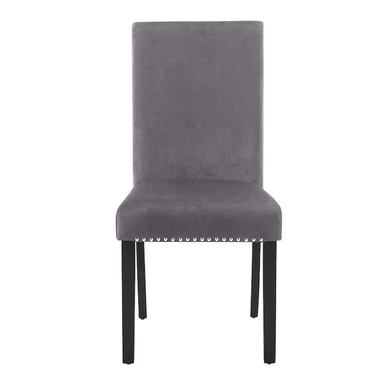 Contemporary Velvet Dining Chair with Nailhead Trim (Set of 2)