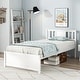 preview thumbnail 5 of 6, Wooden Platform Bed with Headboard and Wood Slat Support White-Twin Size