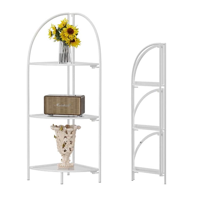 Metal Corner Plant Stand - 14.2"D x 13.8"W x 43.3"H - White Frame