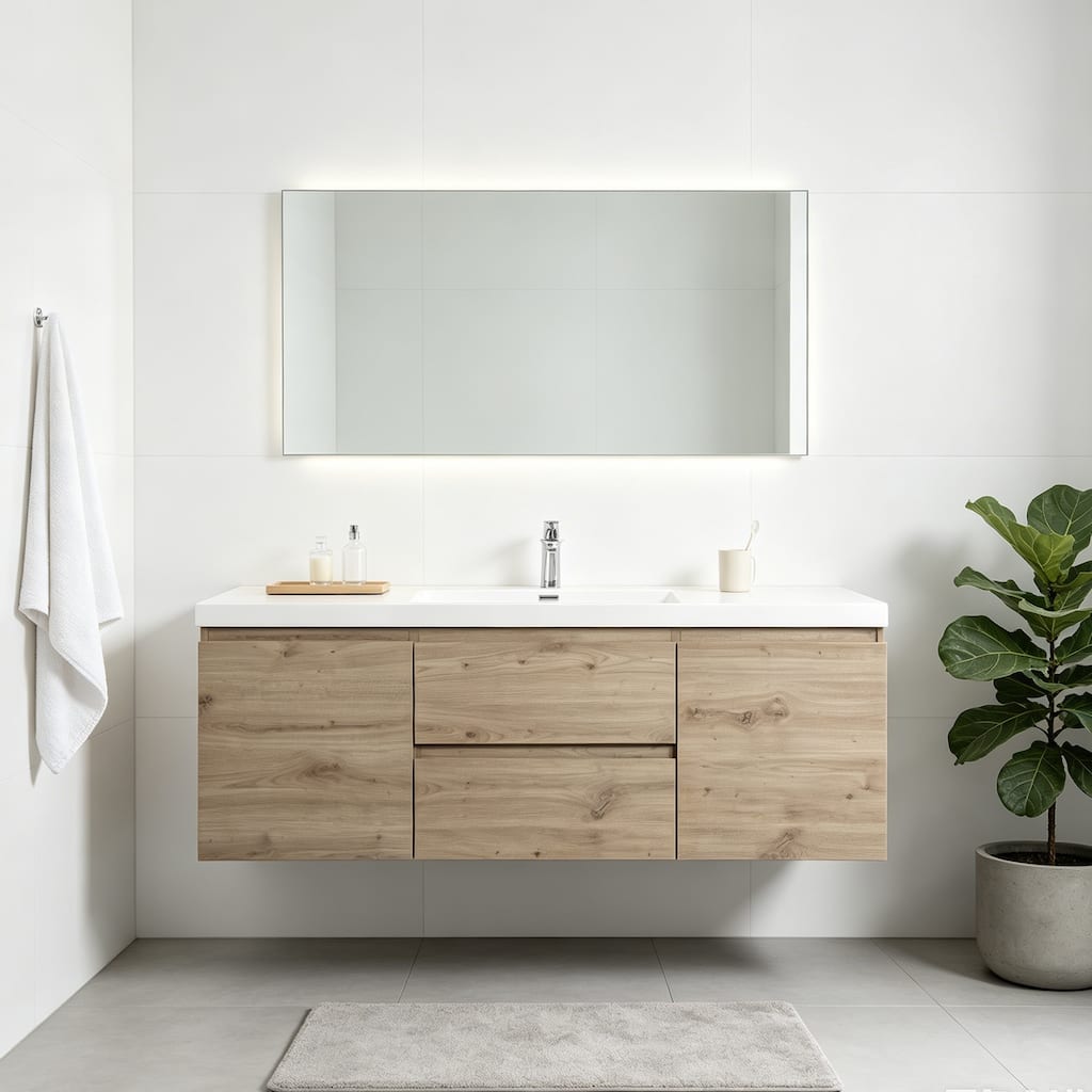 Patara Natural Oak Floating Bathroom Vanity, 36" 42" 60"
