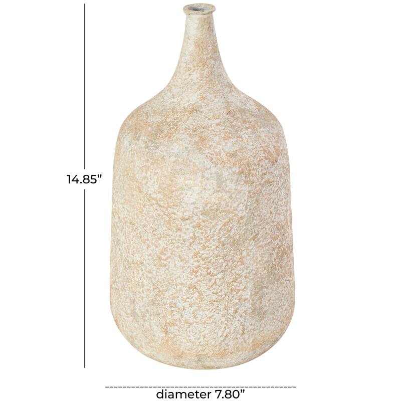Beige Metal Handmade Antique Style Distressed Vase