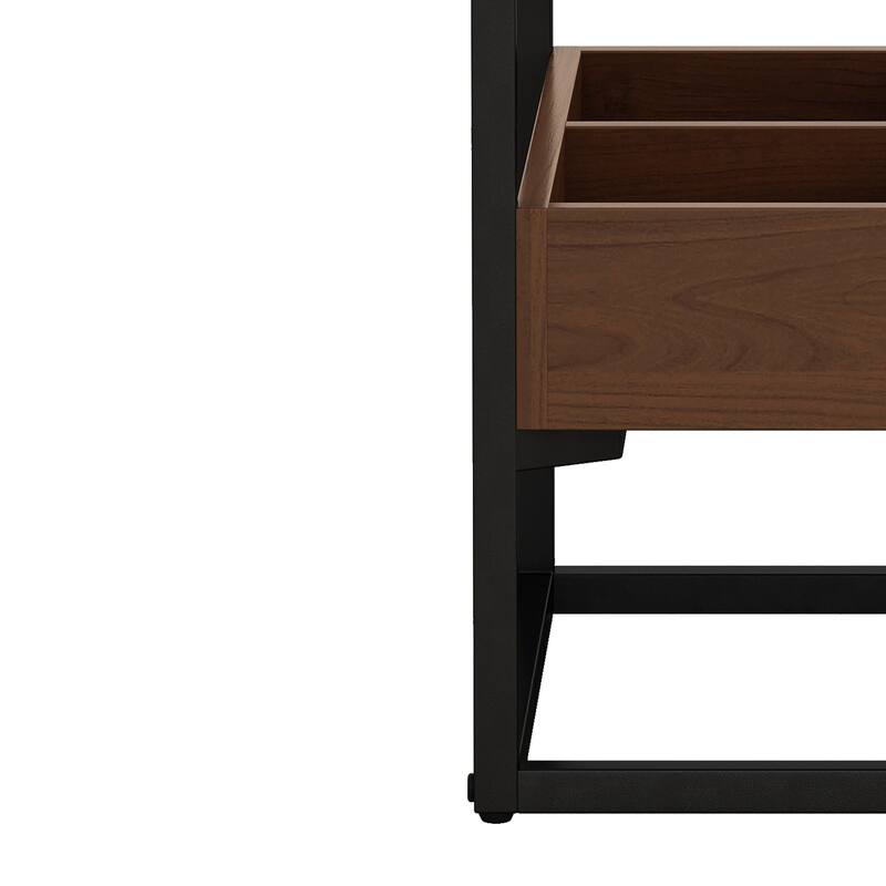 Glass Coffee Table with storage shelf and metal table legs