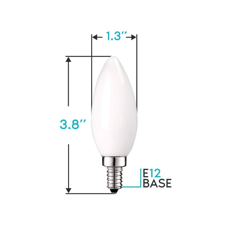 Luxrite 5W Frosted E12 LED Bulb 60W Equivalent, 2700K Warm White, 450 Lumens, Dimmable Candelabra LED Bulbs (6 Pack)