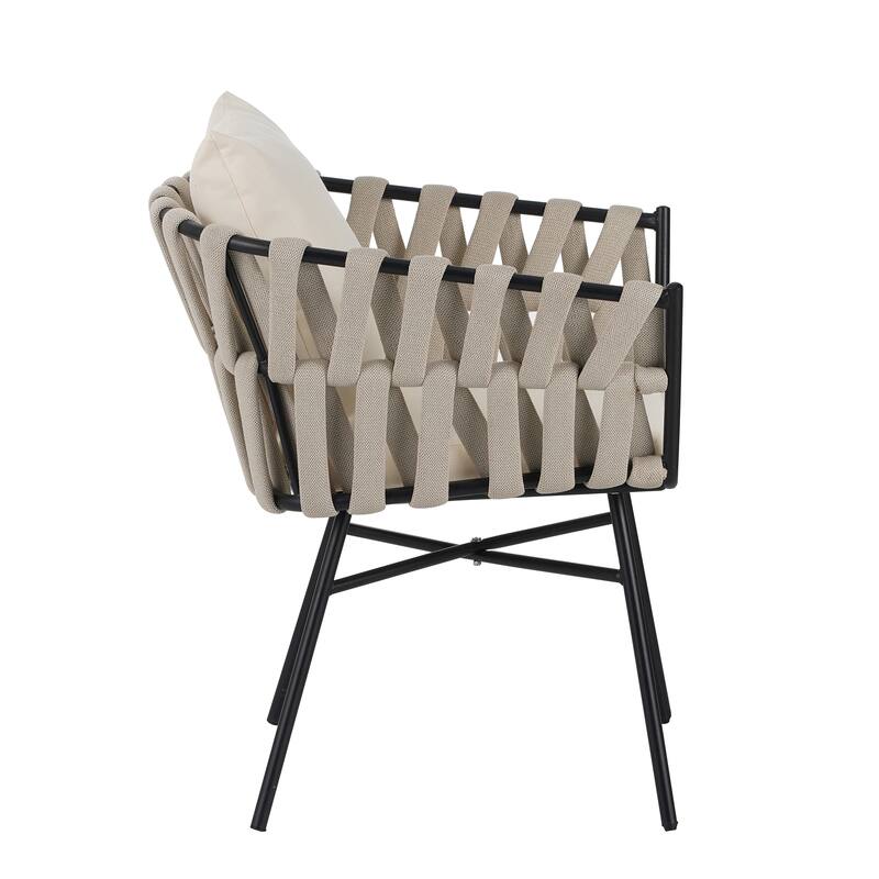 7-Piece Expandable Outdoor Dining Set with Polyester Tape Chairs