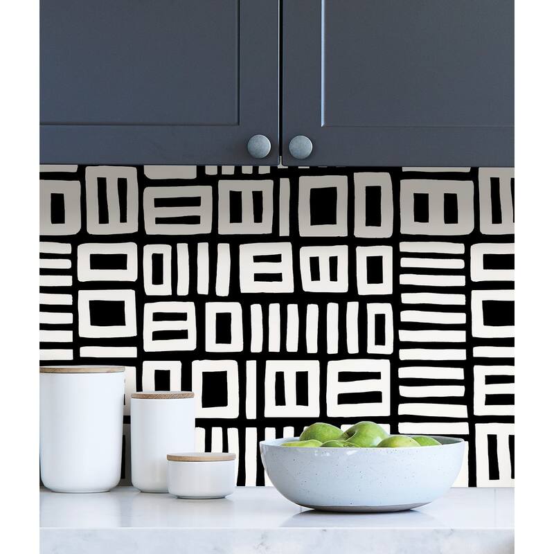 Black Pepper Paperie Black Traverse Peel & Stick Wallpaper