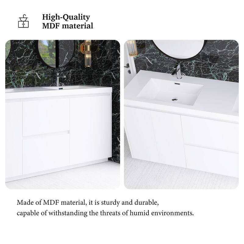 Floating Bathroom Vanity with Integrated Resin Top