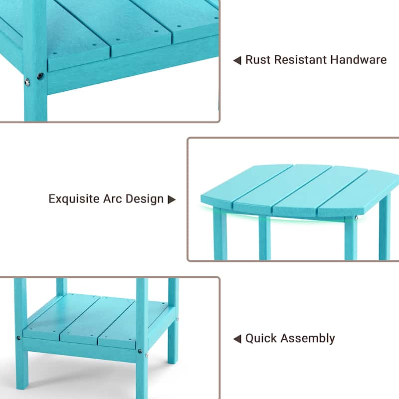 Weather-Resistant HDPE Outdoor Side Table - Modern Patio Accent Furniture - 8' x 10'