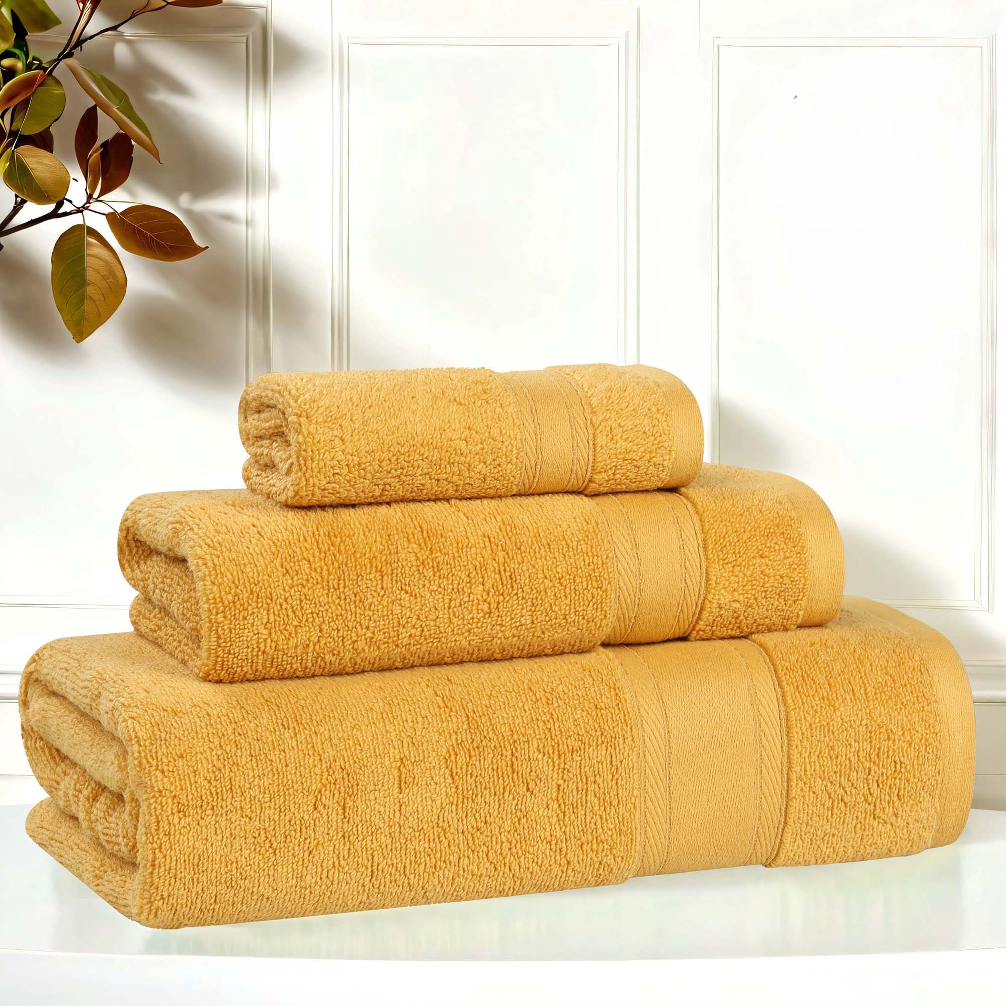 Superior Belmont Zero Twist Cotton Medium Weight Ultra-Soft 3 Piece Towel Set