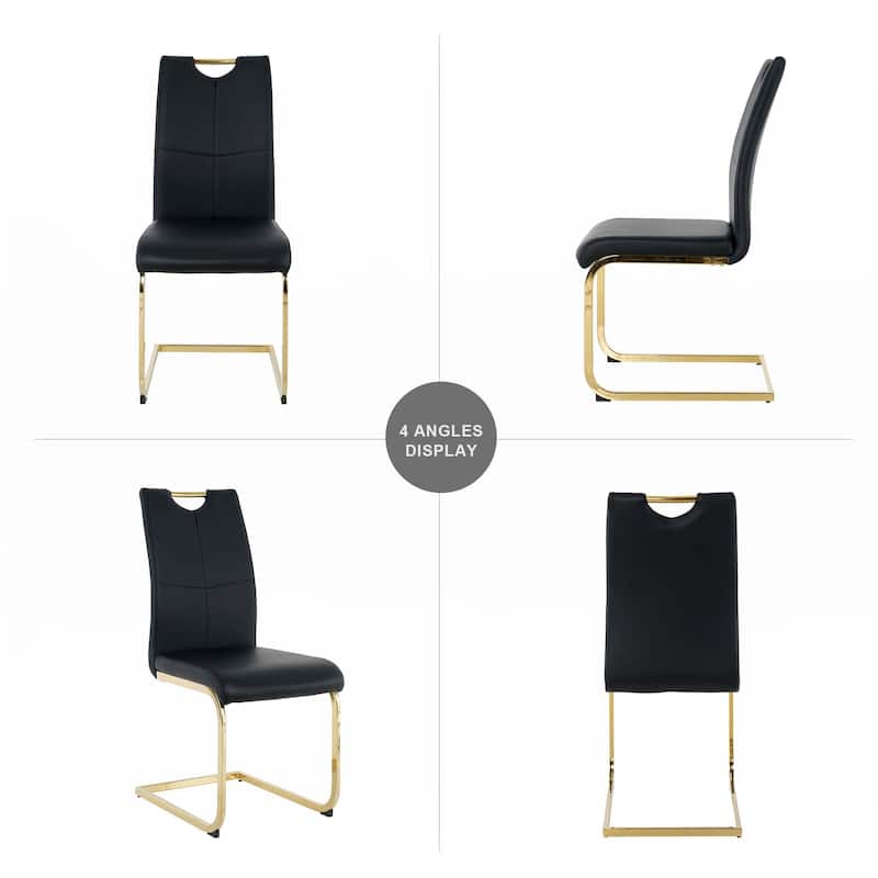 PU dining chair Living room Chair Upholstered chair,Gold Metal Chair Leg(Set of 2)