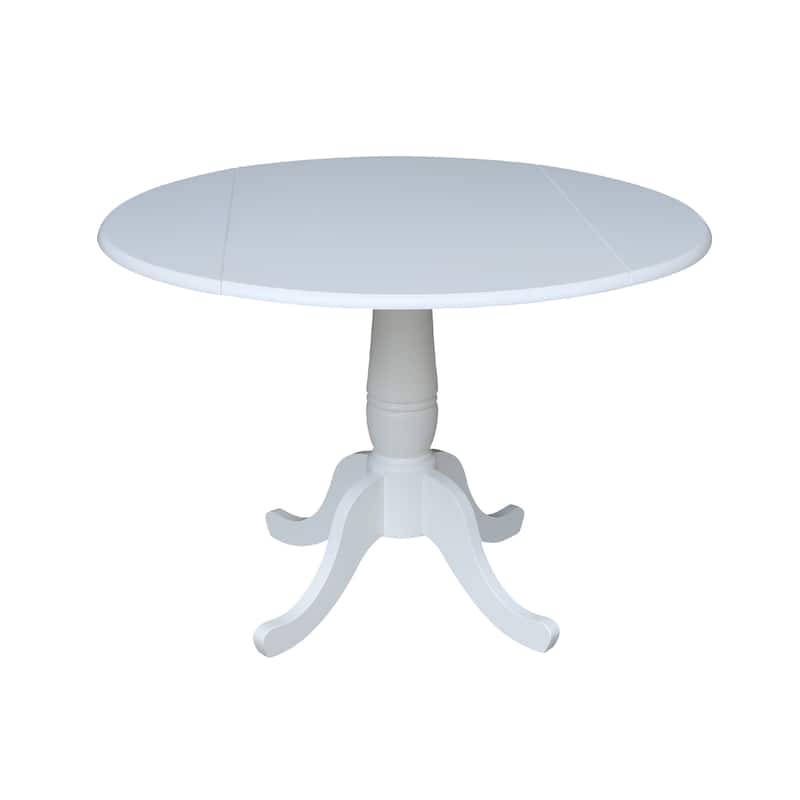 42 in. Round Dual Drop Leaf Dining Table - 29.5"H - White