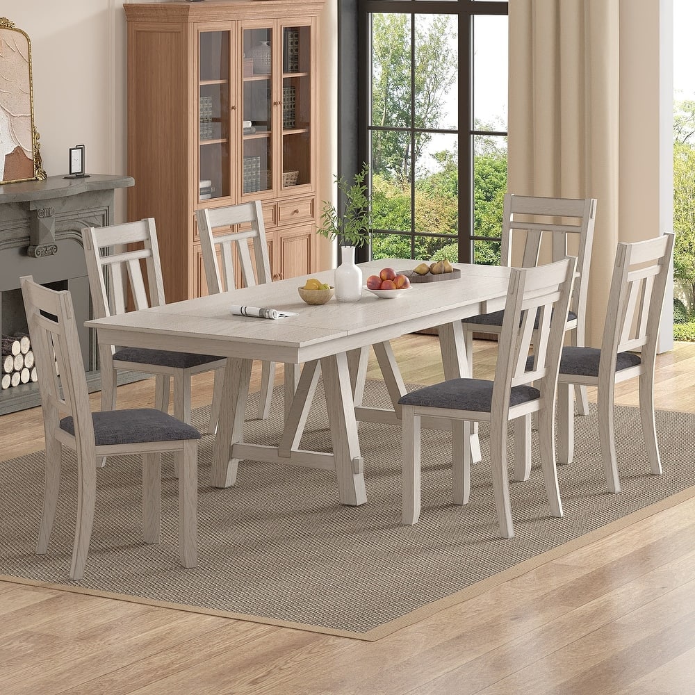 VECELO Solid Wood Dining Chairs with Linen Fabric Seating, Dining Chairs Set of 2/4/6