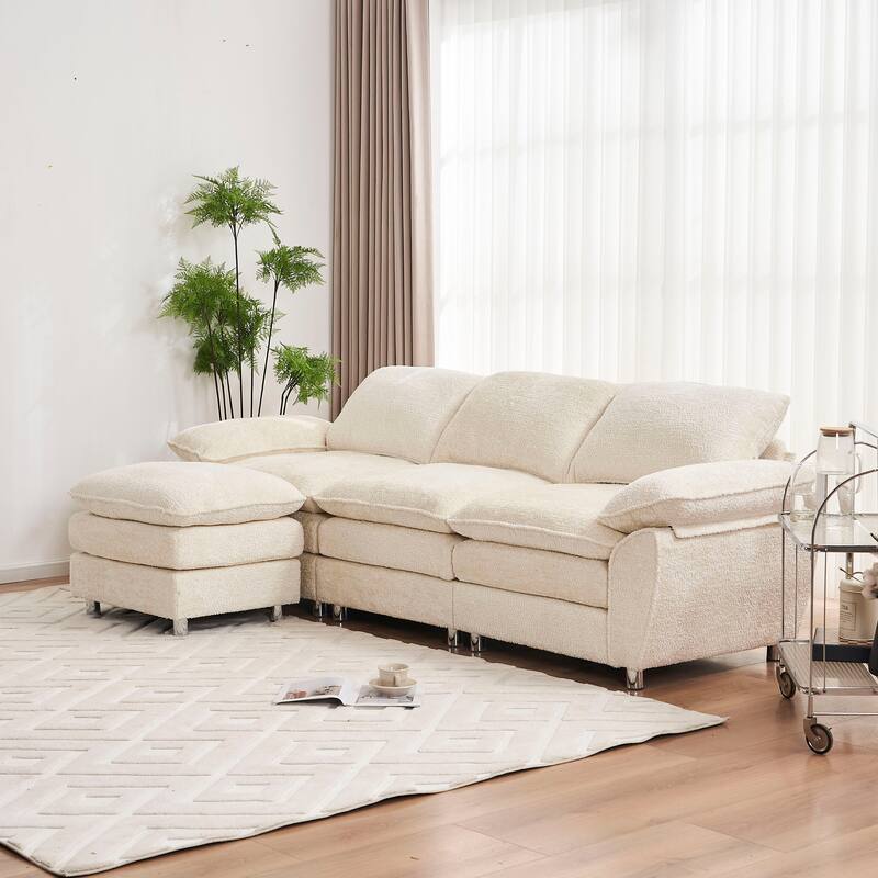 Modern Upholstered Polyester Sleeper Sofa with Ottoman