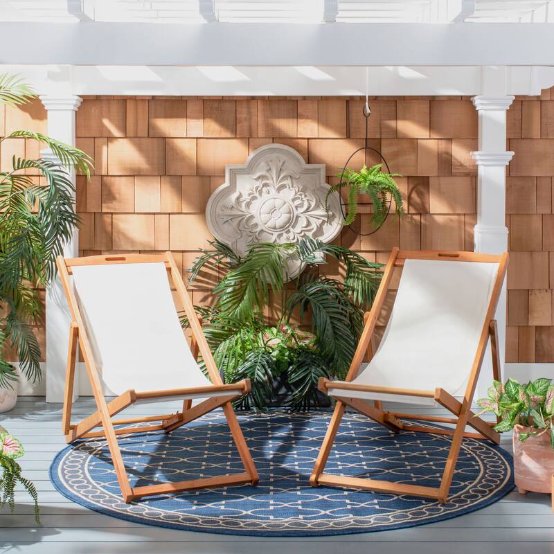 SAFAVIEH Outdoor Natalya Foldable Sling Chair (Set of 2) - 24W x 34D x 41H