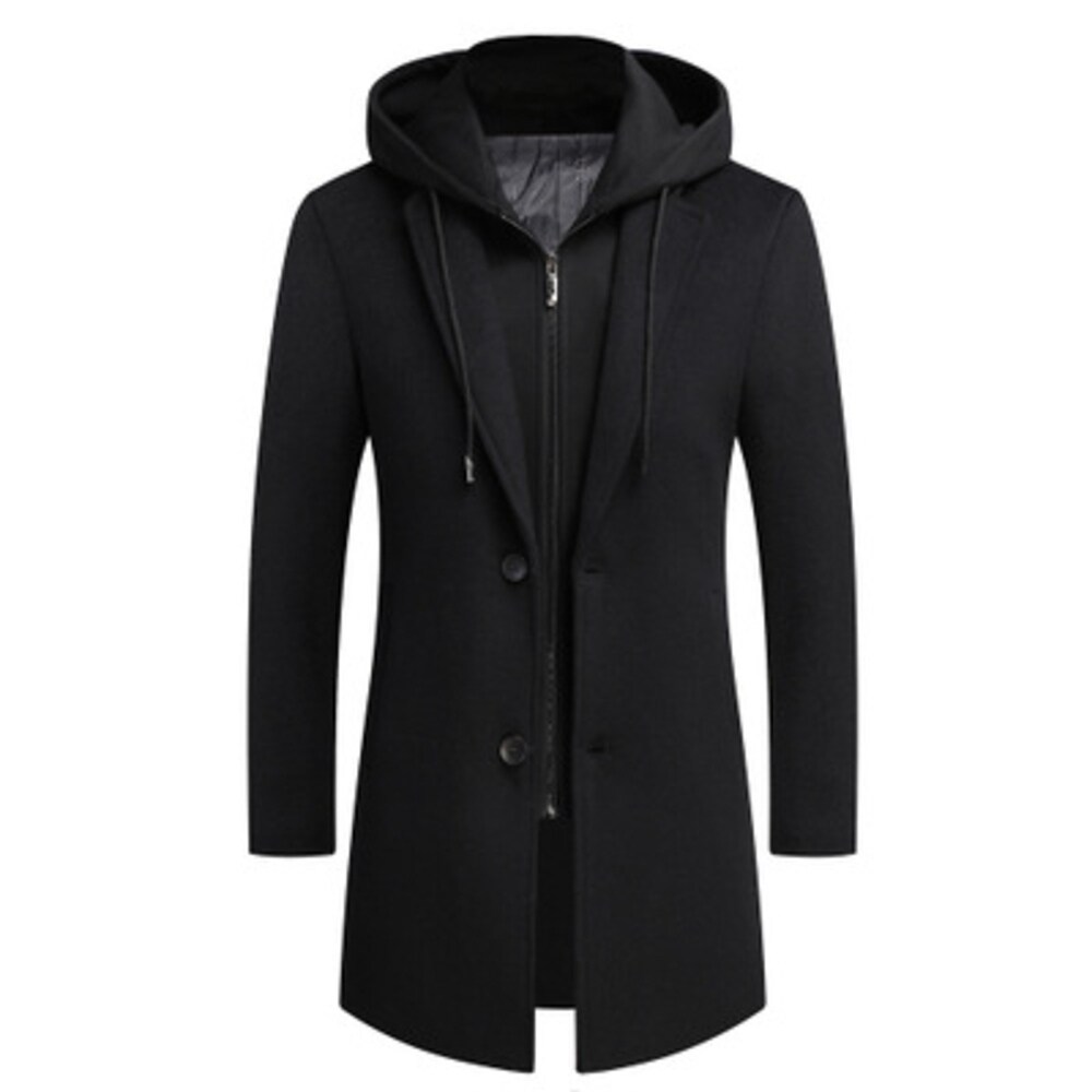 Mens Casual Coats Clearance Toamen Autumn Winter Warm Zipper Slim Long Hooded Trench Jacket Cardigan Outwear Blouse