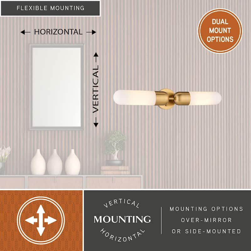 Thalia 24.75 in. Bath Bar Vanity Light White Glass Shade