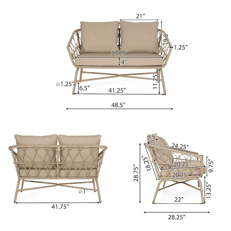 Bruce Outdoor Outdoor Wicker Loveseat and Coffee Table Set by Christopher Knight Home