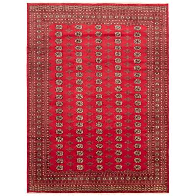 ECARPETGALLERY Hand-knotted Finest Peshawar Bokhara Dark Red Wool Rug - 9'1 x 12'4