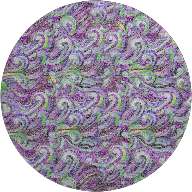 Premium Washable Super Soft Contemporary Mosaic Wave Mayfield Rug