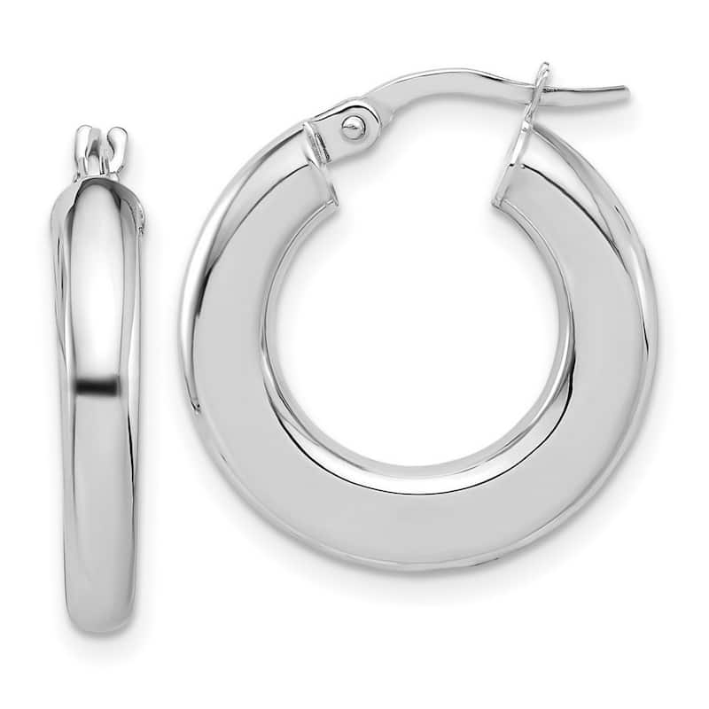 Curata 14k White Gold Polished Tube Hoop Earrings - 23x20.5mm