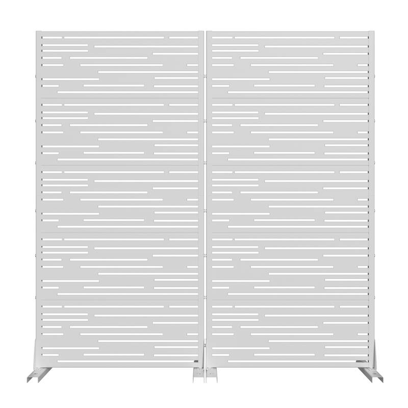 Outdoor Privacy Screen with Stand for Patio Garden Metal Fence Set of 2