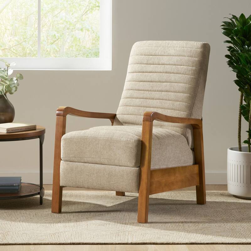 Munro Channel Stitch Pushback Recliner by Christopher Knight Home - Teak + Sand