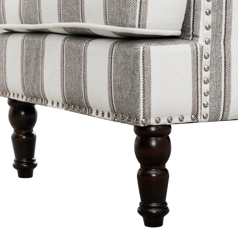 Modern Fabric Accent Chair with Upholstered Armrest Wooden Legs and Pillow for Living Room