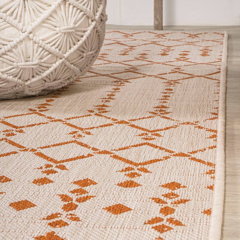 JONATHAN Y Trebol Moroccan Geometric Textured Weave Indoor/Outdoor Area Rug