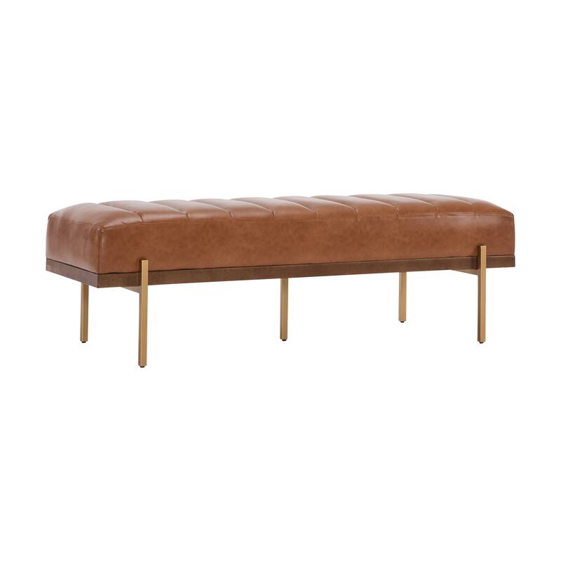 Christopher Knight Home - Sunfay Modern Channel Tufted Bench with Gold Base for Stylish Home Accents