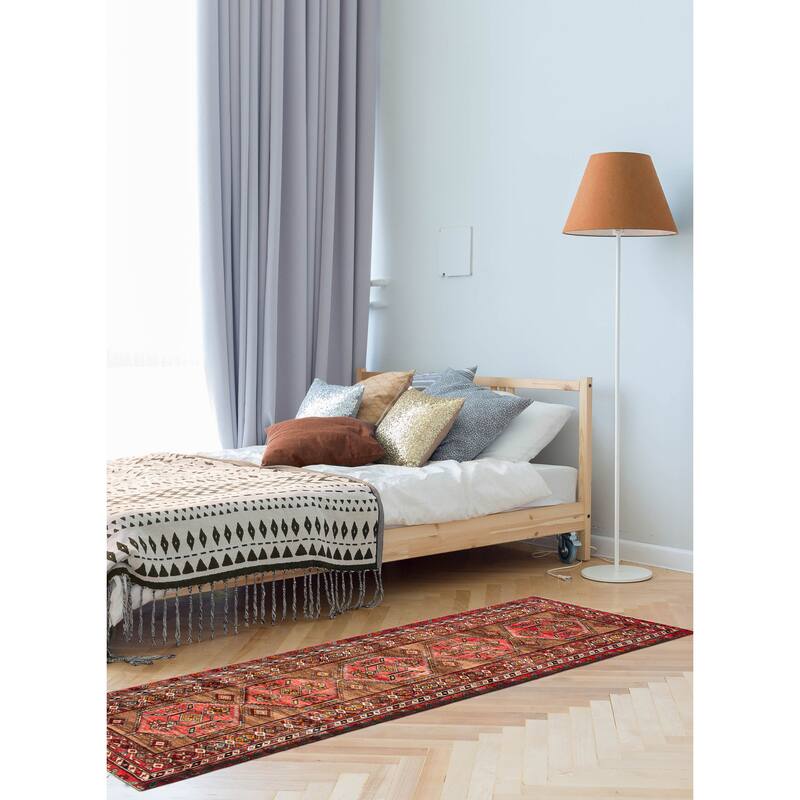 ECARPETGALLERY Hand-knotted Konya Anatolian Brown, Red Wool Rug - 3'4 x 10'7