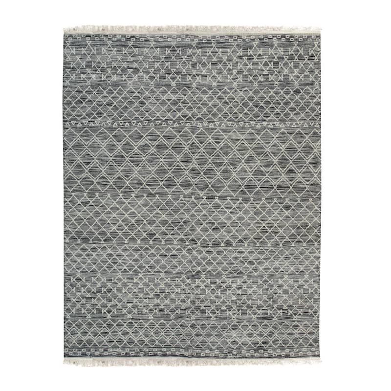 Black Contemporary Geometric Punja Kilim Area Rug - Elegant and Timeless Design