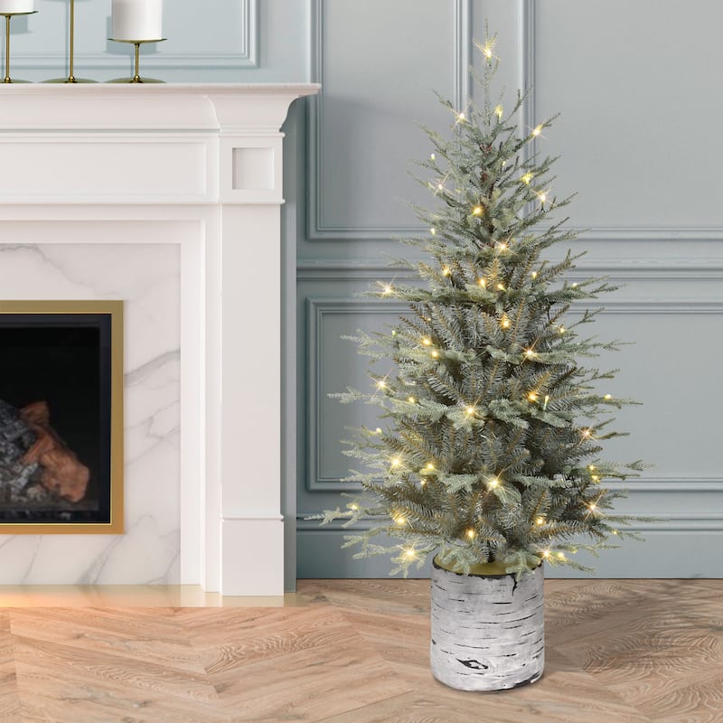 Puleo International 4.5' Pre-Lit Artificial Blue Potted Arctic Fir Tree