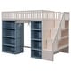 preview thumbnail 6 of 9, Multi-Functional Full Size Loft Bed with 2 Four-layer Storage Cabinets and Curtain, Large Storage Space, White+Blue