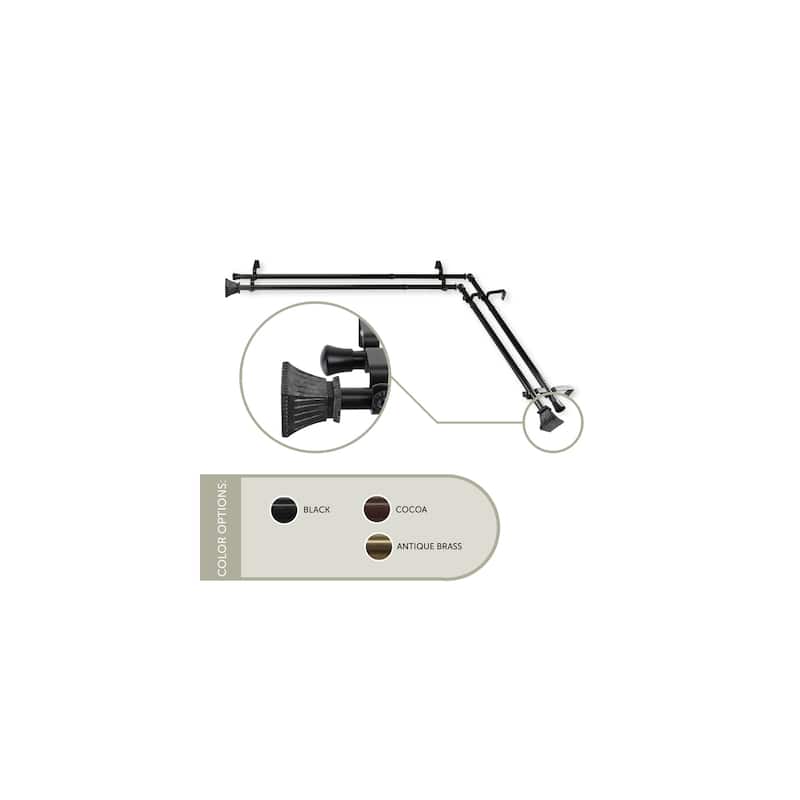Corner Window Curtain Rod Double, Rustic Adjustable Rods 48-84", Black Home Decor - M