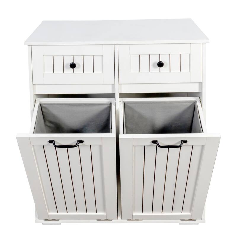 Laundry Cabinet, with 2 Removable laundry basket and 2 Drawers