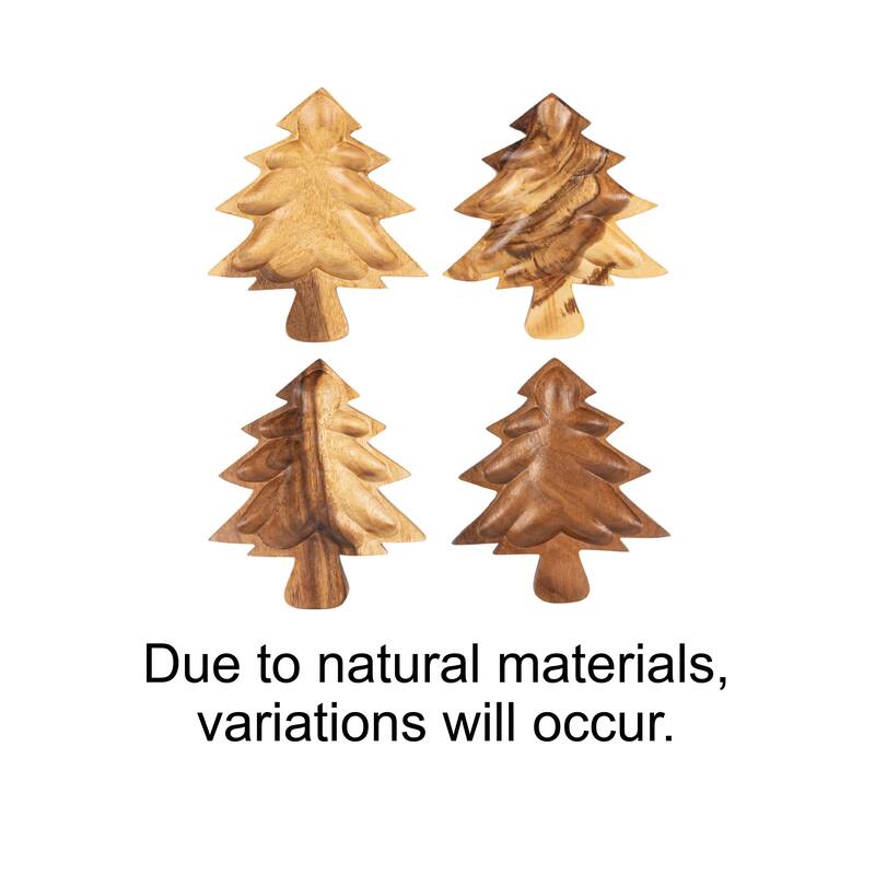 Acacia Wood Christmas Tree Shaped Bowl