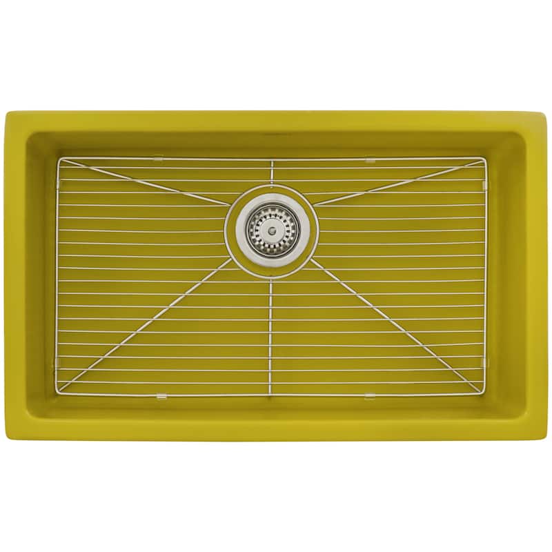 Ruvati 30-inch Fireclay Undermount / Drop-in Topmount Kitchen Sink Single Bowl - Yellow - RVL3030YL - 30" x 18"