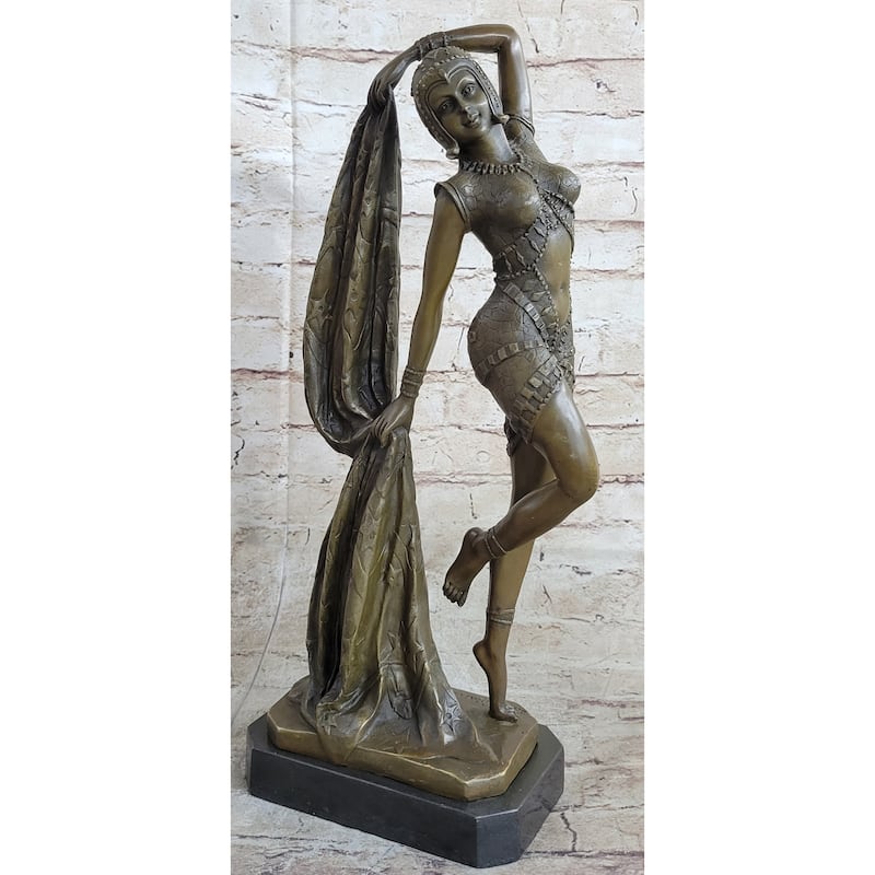 Bronze Marble Statue Dancer Vintage Theatre Signed Chiparus Drama Opera Sculpture