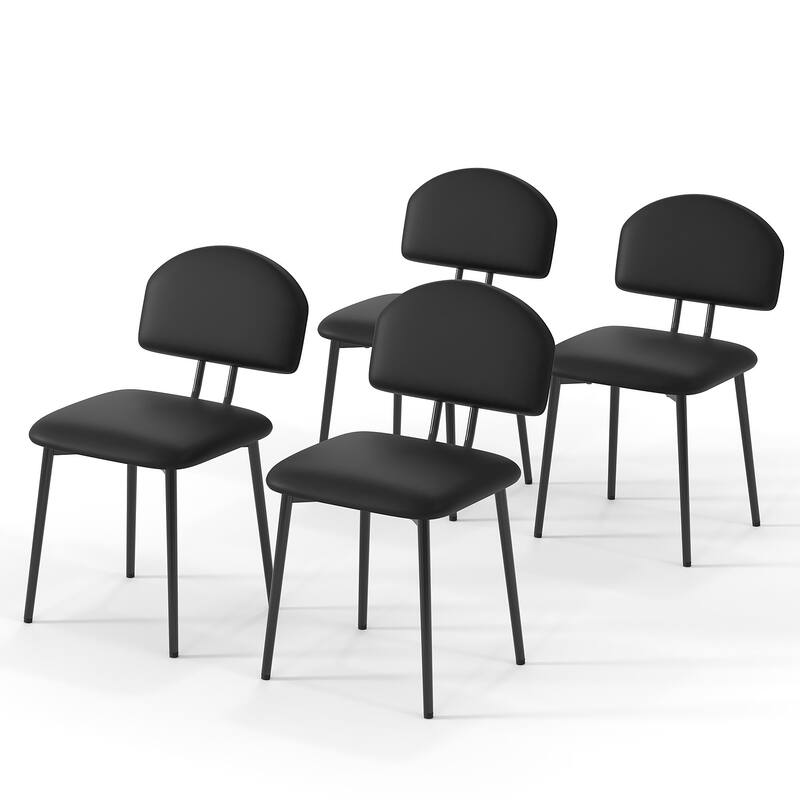 Javlergo Modern PU Leather Dining Chairs Set of 2 or 4 Upholstered Side Chairs Oval Back Compact Kitchen Chairs for Dining Room - Set of 4 - Black