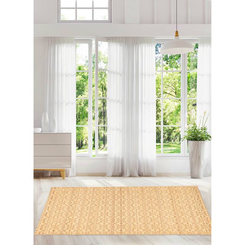 ECARPETGALLERY Flat-Weave Palas Denizli Light Gold Kilim - 5'3 x 7'6