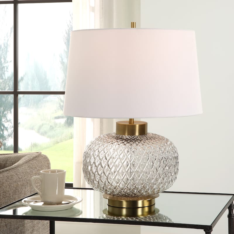 Uttermost Estelle Glass Table Lamp - 22"H,   Shade 10"H x 17"Dia. 