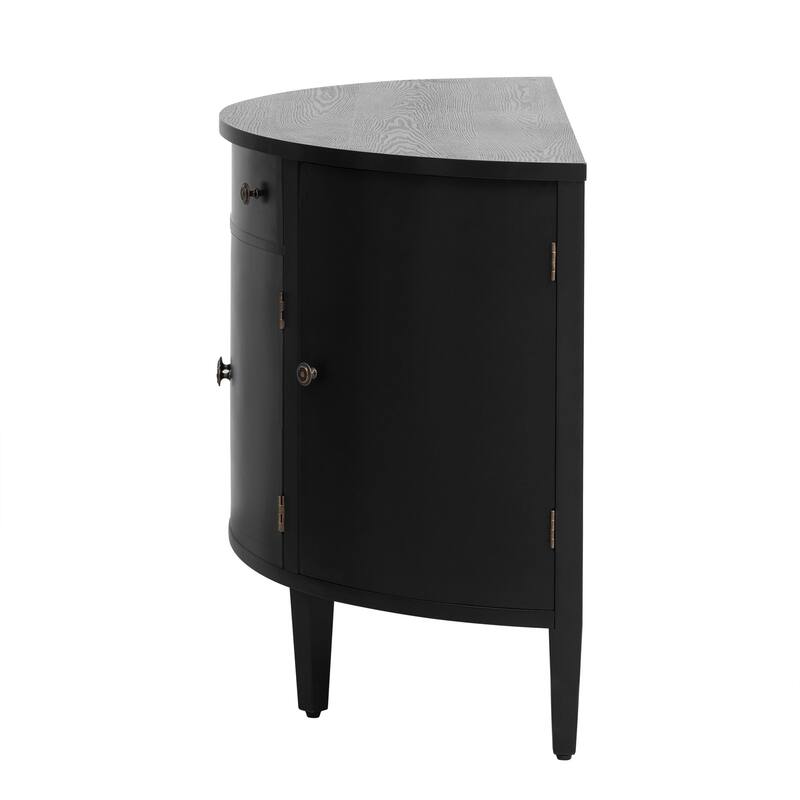 Curved Design Storage Cabinet with Adjustable Shelves and Drawer