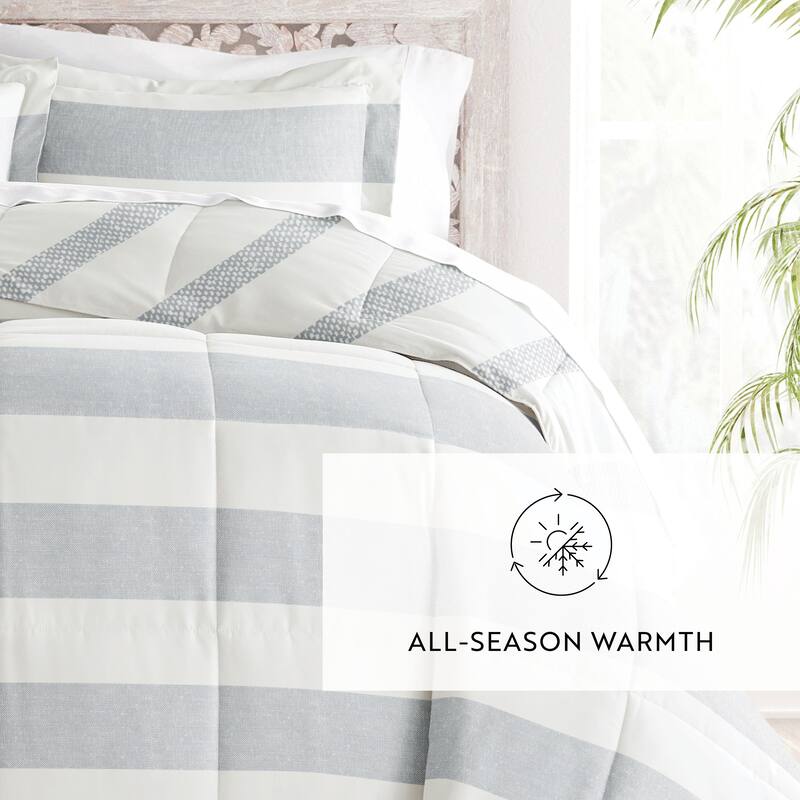 Becky Cameron Premium Distressed Stripe Reversible Comforter Set